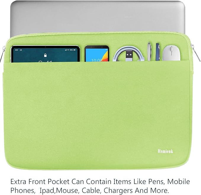 Laptop Case 14 inch, Shockproof Protective Notebook Cover Bag with Accessory Pocket, Durable Carrying Laptop Sleeve Compatible for MacBook HP Lenovo Dell Asus Acer, Light Green
