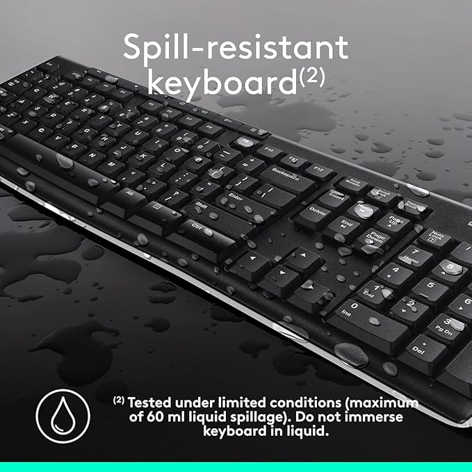 Logitech MK270 Wireless Keyboard and Mouse Combo for Windows, 2.4 GHz Wireless, Compact Mouse, 8 Multimedia and Shortcut Keys, 2-Year Battery Life, for PC, Laptop - Black