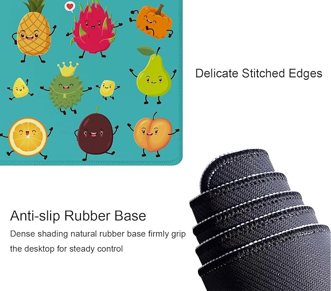Cute Cartoon Fruit XL Mouse Pad,Large Mouse Pad Gaming 31.5 x 11.8 in Mouse Mat Desk Pad,Extended Keyboard Mousepad Large Desk Mat with Non-Slip Rubber Base and Stitched Edge for Home Office