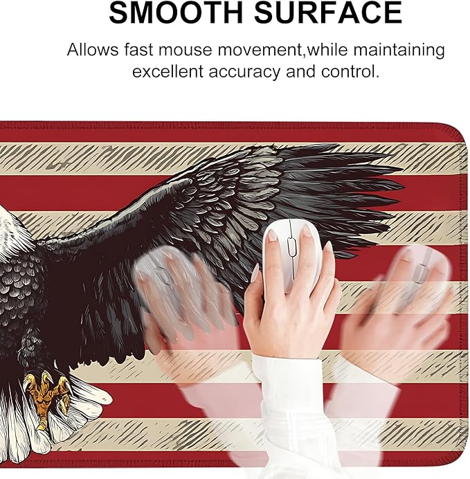 Mouse Pad, Large Anti-Slip with Stitched Edges Desk Mat Desktop Laptop Computer Desk Keyboard Mat,Table Protector Blotter Mat (Eagle Flag, 31.5" x 11.8")