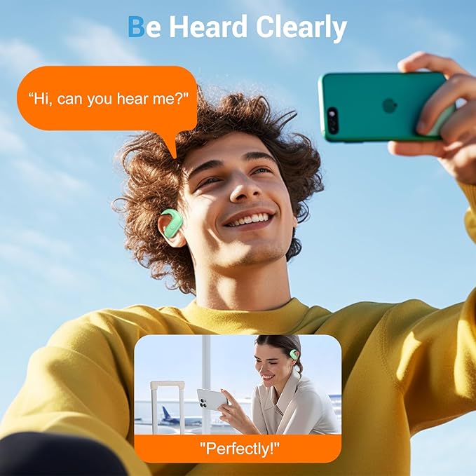 for Wireless Earbuds,Sport Bluetooth 5.4 Headphones,Over Ear Buds with Deep Bass Sound,60H Playtime Clear Calls Earphones Redesigned Comfort Fit with Earhooks for Running,Meeting,Workout-Green