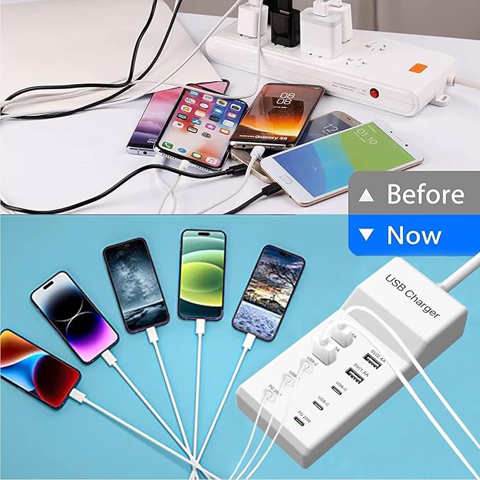 sccvee USB C Charging Station,10 Ports USB C Charger Dock Desktop 100W Multi Port with PD Fast Charger, Compatible with iPhone 14/13/12/11/Samsung S23/S22/S21/Tablet/Watch/Headphones