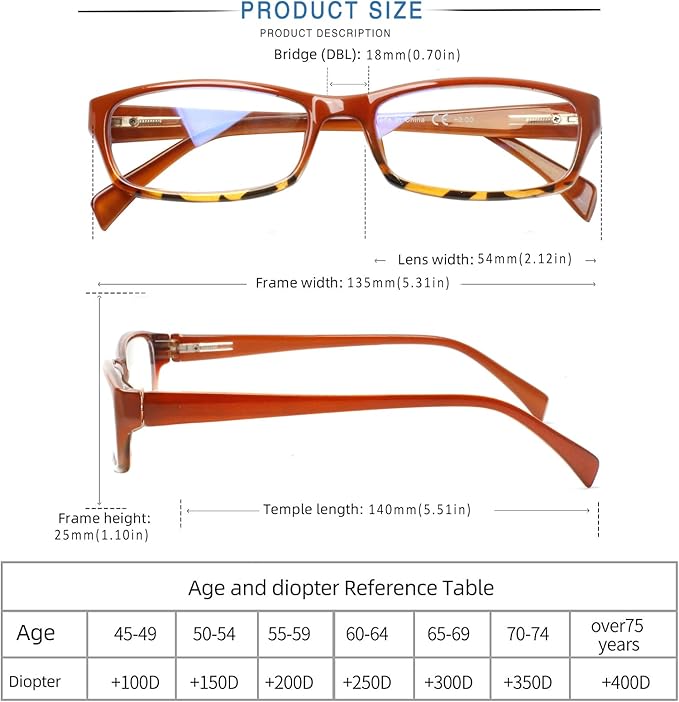 Henotin 5-Pack Reading Glasses Blue Light Blocking Anti Eyestrain Computer Reading Glasses for Women and Men Readers (Mix Color-C2, 0.50, Diopters)