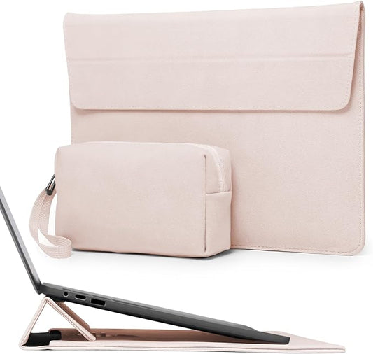 HYZUO 13.3-14 Inch Laptop Sleeve Case Bag with Adjustable Stand for MacBook Pro 14 M5/M4/M3/M2/M1 Pro/Max A3426 A3427 2026-2021, MacBook Air/Pro 13.3, 13.8-13.5 Surface Laptop, Apricot