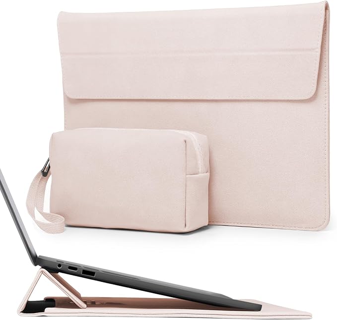 HYZUO 15 Inch Laptop Sleeve Case Bag with Adjustable Stand Feature for MacBook Air 15 M5 A3448 M4 A3241 M3 A3114 M2 A2941 2026-2023, MacBook Pro 15, 15" Surface Laptop 7/6/5/4, Apricot