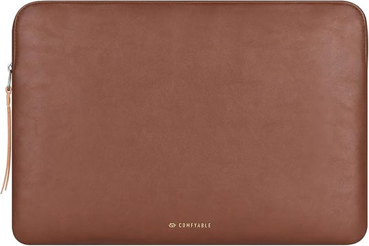 Comfyable Slim Protective Laptop Sleeve Compatible with 13/14 Inch MacBook Air & MacBook Pro M5/M4/M3/M2 Pro/Max 2026, Mac Travel Case, Laptop Pouch, Slim PU Leather Cover, Brown