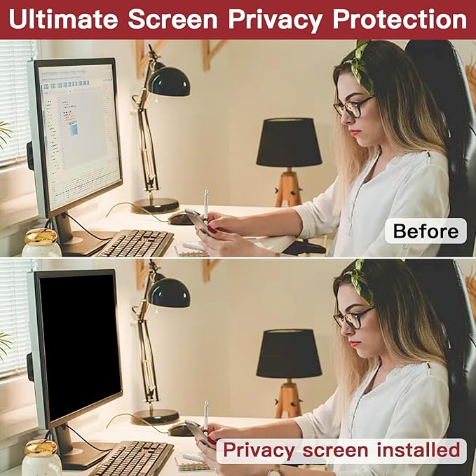 2 Pack 27 Inch Privacy Screen for Computer Monitor 16:9 Aspect Ratio, Eye Protection Anti Glare Computer Screen Cover, Removable Anti-Scratch Computer Screen Privacy Shield for 27'' Widescreen Monitor