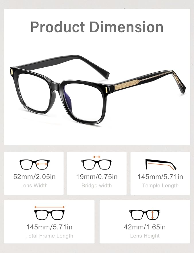 Madison Avenue Trendy Sqaure Blue Light Blocking Glasses for Women with Case, Stylish Anti Glare Glasses for Computer