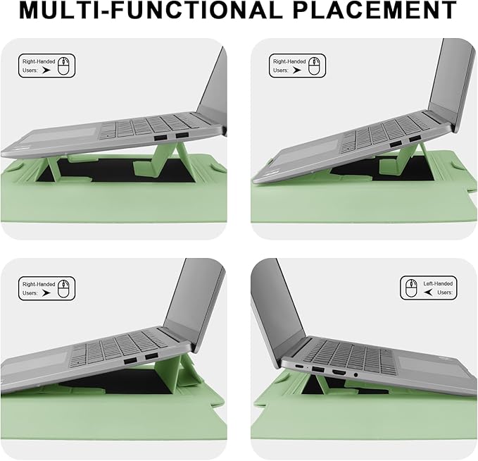HoYiXi 13.3'' /13.6'' Laptop Sleeve Case PU Leather with Stand Compatible with MacBook Pro 14/MacBook Air 13(M1 M2)/ASUS Vivobook 14/Dell XPS 13/ASUS Matebook,13-14'' Laptop Bag,Green