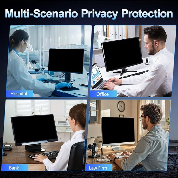 2 Pack Magnetic 27 Inch Computer Privacy Screen for Monitor 16:9 Aspect Ratio, Anti-Glare Blue Light Computer Monitor Privacy Shield, Removable Anti-Spy Screen Protector