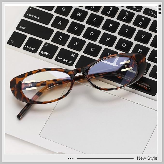 Oval Blue Light Blocking Glasses for Women Retro 90s Glasses Computer TV Eyeglasses Anti Eyestrain