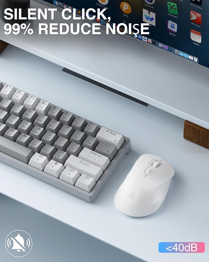 SOLAKAKA SM66 White Silent Wireless Mouse, Dual Mode(BT/2.4G) Computer Mouse for Laptop/PC/Mac