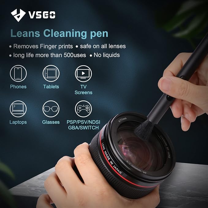 VSGO Professional Camera Cleaning Kit with Portable Bag Air Blower Lens Cleaning Pen Spray Cotton Swab Cloth Compatible for Canon, Nikon, Sony DSLR Cameras and Sensitive Electronics Bundle(VS-A3E) - Image 6