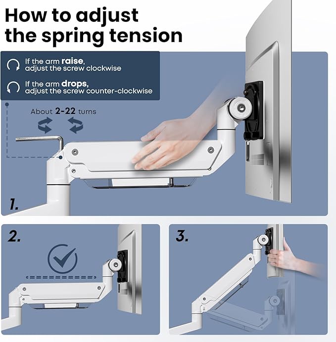 24-57 inch Heavy Duty Monitor Arm, up to 59.4 lbs, Single Desk Mount for Ultrawide TV and Screen, Premium Aluminum Single Monitor Stand, VESA 75x75-200x200 mm, White