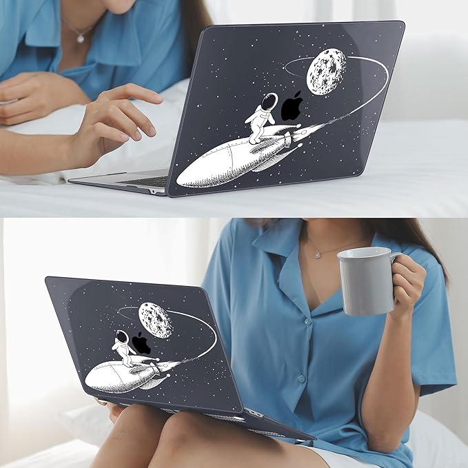 Mektron for MacBook Air 13 inch Case 2021-2018 Release A2337 M1 A2179 A1932, Plastic Hard Shell Case & Keyboard Cover Only Compatible with MacBook Air 13 inch Retina Fits Touch ID,Astronauts