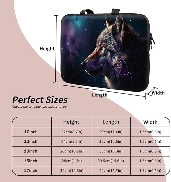Universal Tablet Laptop Sleeve Case 10 inch, Magic Wolf Slim Carrying Case Durable Handbag Travel Laptop Bag for 7 to 10-inch Laptops/Notebook/Kids Tablet/ipad/eBook Readers