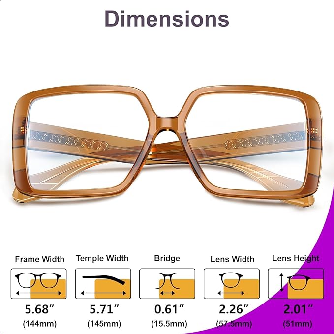 VISOONE Oversized TR90 Blue Light Blocking Glasses Fashion Accessories Non Prescription for Women Harvard