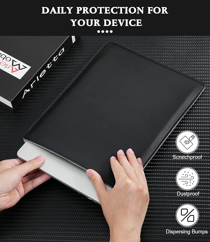 MoKo Laptop Sleeve Compatible with MacBook Air 13.3 M5/4/3/2/1, 13-in Mac Pro M2/M1 & MacBook Neo A18, PU Leather Notebook Computer Protective Carrying Bag Slim Stylish Case Pouch, Black