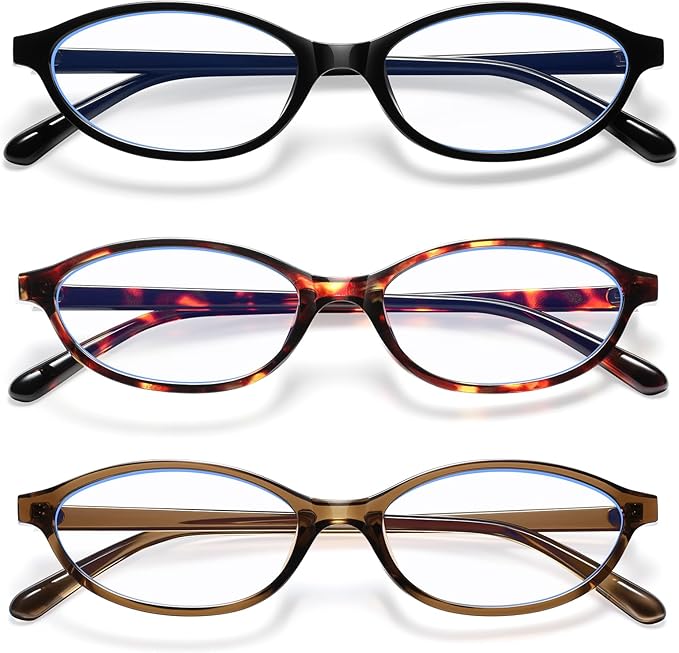 KUGUAOK Retro Oval Blue Light Blocking Glasses for Women 90s Small Cat Eye Eyeglasses Frame TV Bluelight Glasses
