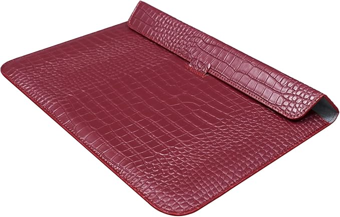 Protective Slim Portable Laptop Sleeve 13-13.6 Inch Crocodile PU Leather Case with Stand Function for MacBook Neo 13 A18/ Air/Pro 13 M5 M4 M3 M2 M1, Universal for All Brands Laptop, Wine Red