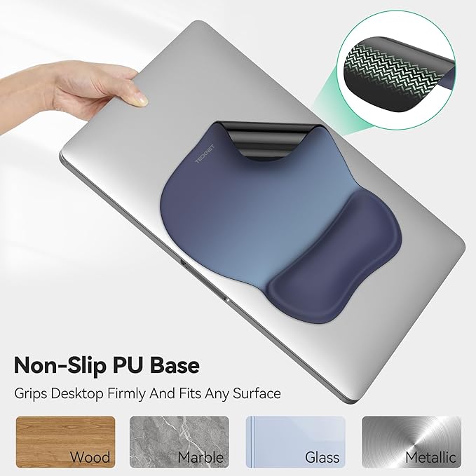 TECKNET Gel Mouse Pad with Wrist Rest, Ergonomic Office Mousepad with Wrist Support - Non-Slip & Smooth Surface Comfortable Desk Accessories Mat for Office, Gaming and Study - Gradient Color