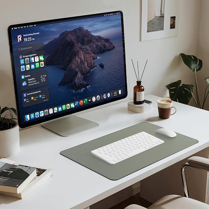 Jotsome Leather Desk Pad Mat, Non-Slip Desk Blotter Pad - Desk Protector for Office, Home, Lap Desk, Laptop, and Desktop (Sage, 17" x 12")