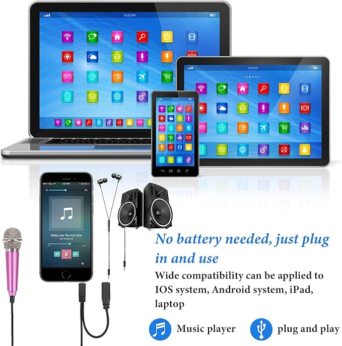 LOCOLO 5Pcs Mini Microphone Mini Karaoke Microphone for Voice Recording Portable Microphone Chatting and Singing Compatible with Smartphone iPhone iPad Laptop