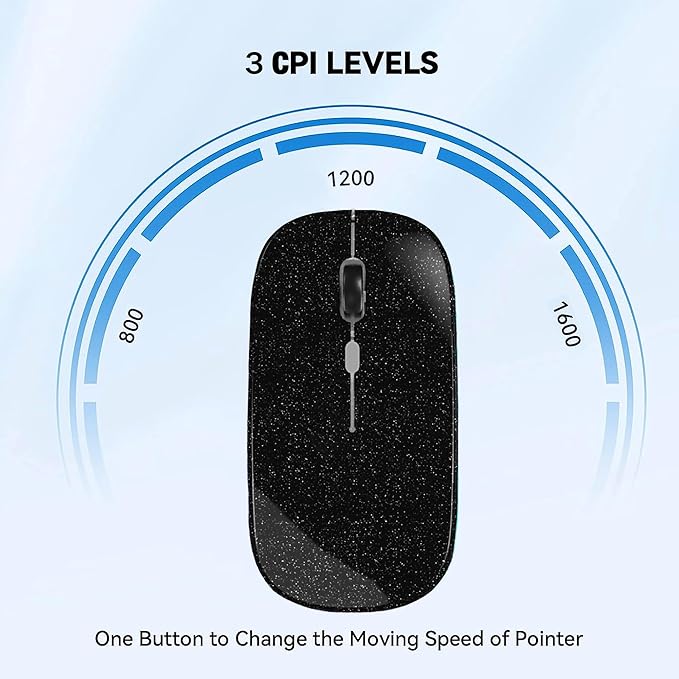 Wireless Bluetooth Mouse Rechargeable Laptop Mice Use Portable(Bluetooth5.2 and USB 2.4G) Dual Mode Connection Silent Slim Computer Mouse for Laptop/iPad Tablet/Apple MacBook/PC(Bright Black)
