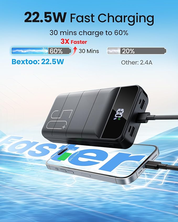 Power Bank 50000mAh 22.5W Fast Charging Portable Charger, USB C Quick Charge with 3 Outputs & 2 Inputs, LED Display, Huge Capacity External Cell Phone Battery Pack for iPhone, Samsung, iPad