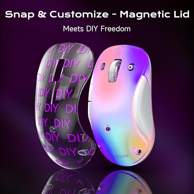 memzuoix 2.4G LED Wireless Mouse, Rechargeable Ergonomic Mouse with Detachable Cover, 1400 DPI Portable Optical Computer Mouse with USB Receiver for Laptop, PC, Desktop and MacBook, 5 Buttons-Purple