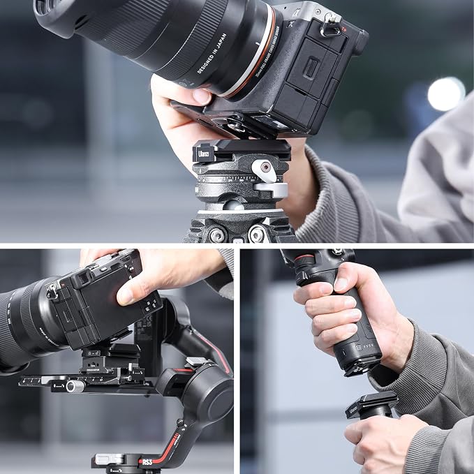 ULANZI UKA01 Camera Quick Release Plate, Tripod Mount Adapter Camera Quick Release Kit w 1/4''-3/8" Screw for Gimbals, Sliders, DSLR, Tripods DJI Sony& 38mm Arca-Swiss Max Load 20kg (Base & Plate) - Image 5