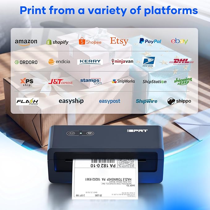 iDPRT 4x6 Bluetooth Thermal Shipping Label Printer, Wireless Label Maker for Shipping Packages, Work with iOS Android Windows, Support Amazon Shopify USPS UPS