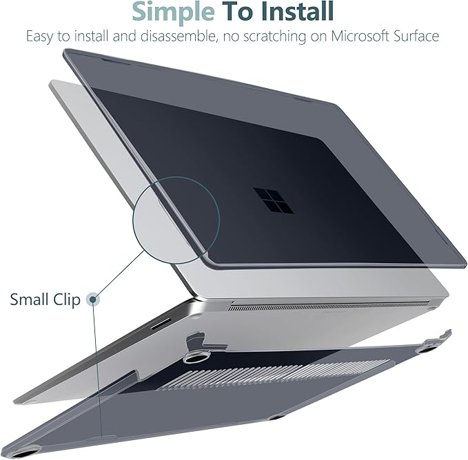 Batianda Premium Crystal Case for Microsoft Surface Laptop 13.8-inch Touchscreen 2024 (7th Edition) Lightweight Durable Scratch-Resistant, Easy Install, with Keyboard Cover & Screen Protector, Black