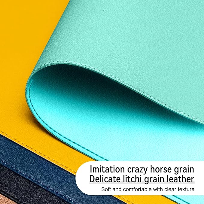 Dual Sided Leather Desk Mat - Waterproof Desk Pad - Ideal for Large Mouse Pad and Desk Mats on Top of Desks (Green, 25"*13")