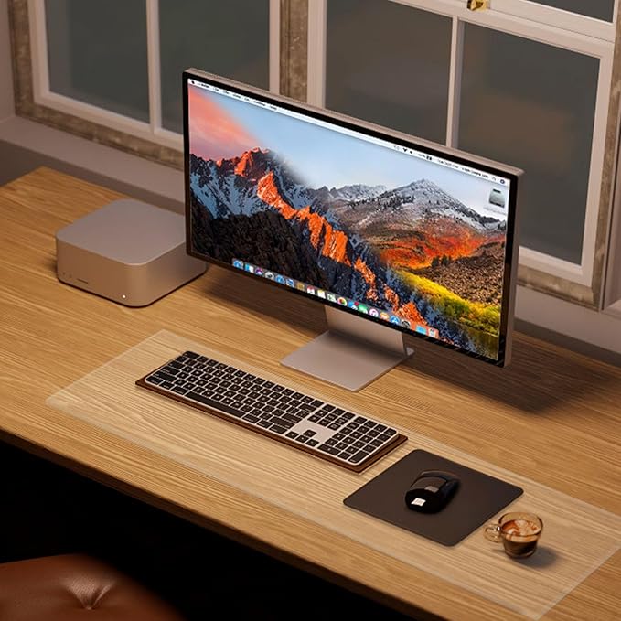 Clear Desk Mat, Clear Writing Desk Pad, Desk Protector Mat with Round Edge, Heat Resistant & Waterproof Writing Desk Table Protector for Home and Office (23.6" x 13.8")