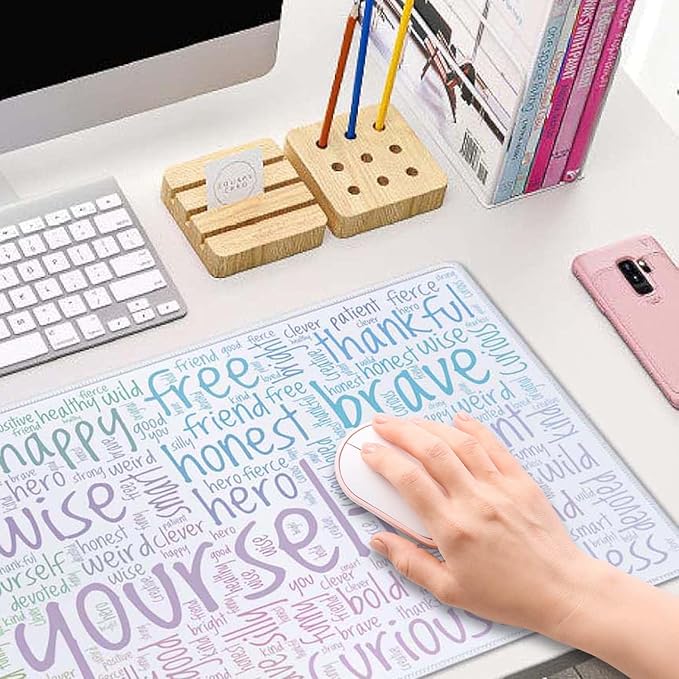 Be Yourself Large Gaming Mouse Pad for Desk, Desk Mat with Seamed Edges, Waterproof Desk Pad, Non-Slip Rubber Base, 31.5x11.8 Inch Keyboard Pad Computer Mat, Big XL Mousepad