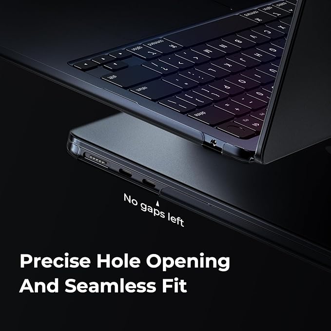 EooCoo Case Compatible with MacBook Air 13 inch M5 2026-2022 Release M4 M3 M2 A3449 A3240 A3113 A2681, Hard Shell&Keyboard Skin Cover&Screen Protector for Mac Air 13.6 inch, Matte Midnight Black