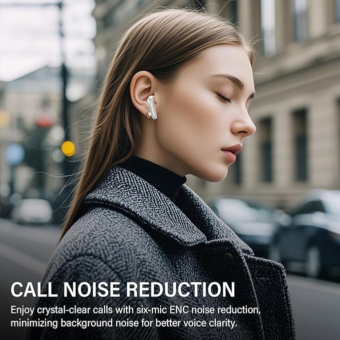 Hybrid Active Noise Canceling Wireless Earbuds, 6 Mics ENC Clear Call Ear Buds, Hi-Res Audio Deep Bass Bluetooth 5.4 Headphones, 48H Playtime, IP7, 8 EQ Modes, Multipoint Connection (White)