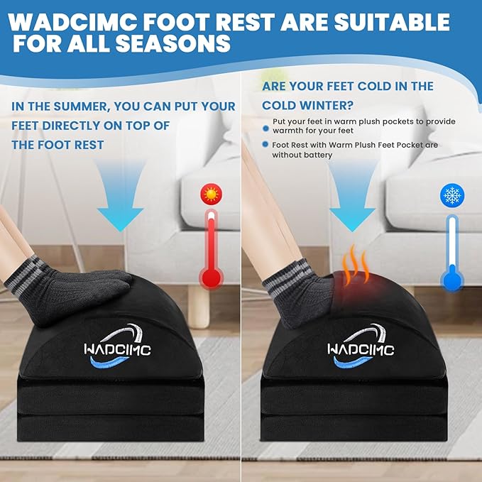 Foot Rest for Under Desk at Work, Warmer Feet Pocket Footrests,Foot Stool with Washable Cover,Comfortable Footrest with 3 Adjustable Heights, for Office Gaming Chair, for Leg Support, XL(18IN)