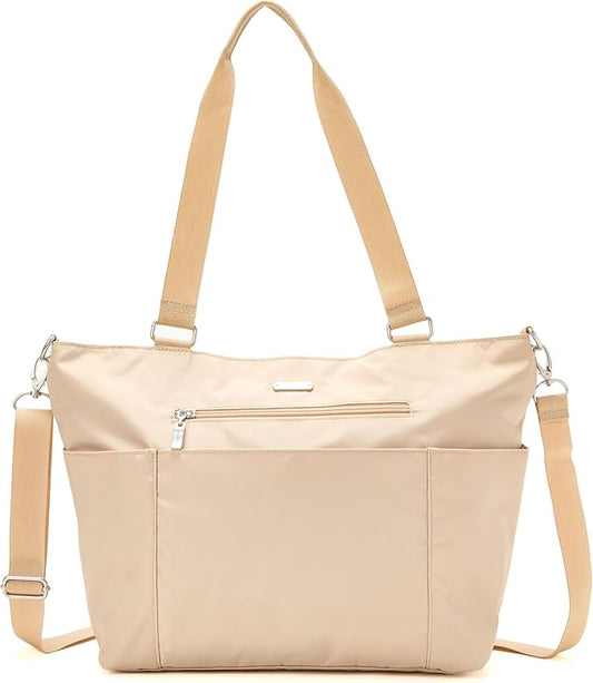 Baggallini Essential Laptop Tote - Work Tote Bag with Laptop Sleeve - Lightweight Travel Crossbody Shoulder Bag for Women