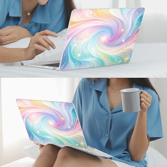 Mektron Case for MacBook Air 13 inch M1 A2337 A2179 A1932,Hard Cover 2018-2021 Air 13-inch with Touch ID, Exclusively Designed Protective Shell with Keyboard Skin+Screen Protector, Colors Swirls