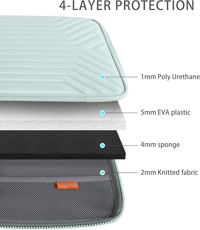 DOMISO 17.3 Inch Laptop Sleeve Case, Shockproof Waterproof Soft EVA Protective Bag with Handle, Lightweight Carrying Case for 17-17.3" Notebook/Dell/Lenovo/HP/MSI/ASUS, Mint Green
