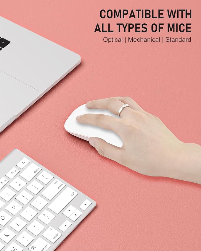 Desk Pad, 23.6" x 13.8" PU Leather Non-Slip Desk Mat Large Mouse Pad for Desktop, Waterproof Laptop Computer Writing Mat for Office, Home, Work, Gaming, Flower Pink