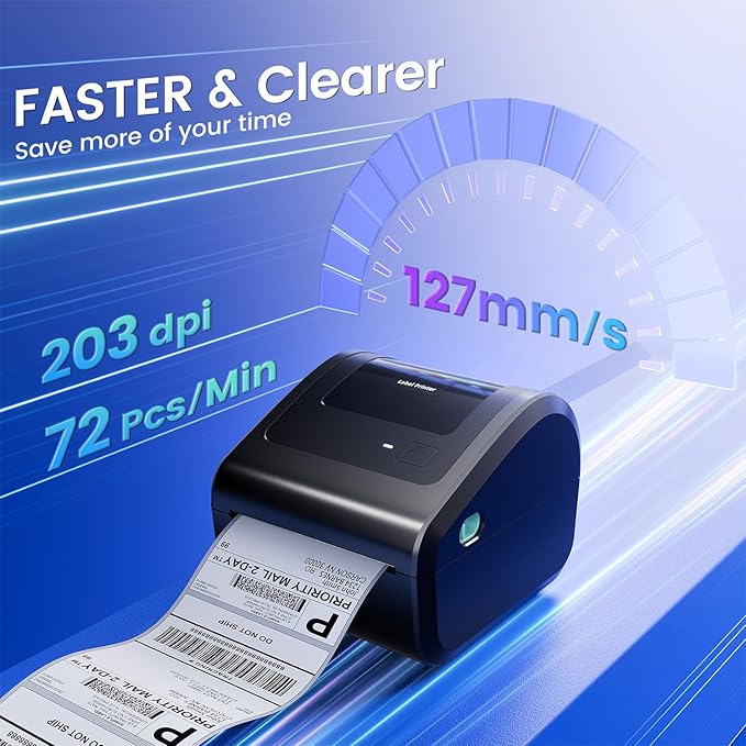 Bluetooth Shipping Label Printer 4x6, D450BT Thermal Label Printer for Shipping Packages, Thermal Printers for Small Business, Compatible with Android, iPhone, Windows, macOS, Tiktok, UPS