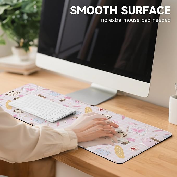 AUPET Leather Desk Pad Blotter Mat, Large Mouse Pad, Non-Slip Waterproof Desk Writing Pad Protector, Desk Decor for Office，Home，Gaming (Cute Daily Fragments, 35.4X15.7 inch)