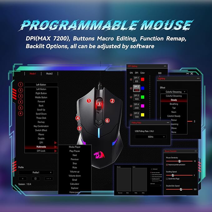 Redragon S101-3 PRO Gaming Keyboard and Mouse, RGB Backlit Programmable Keyboard Mouse with Software, Independent Macro Record Keys, Value Combo Set, New Update Version