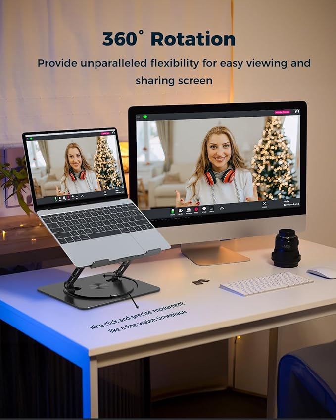 Aoviho 360° Rotating Laptop Stand for Desk | Adjustable, Foldable, Portable Aluminum Ergonomic Riser | Compatible with MacBook, Dell, HP & All Laptops 10-16 inch | Mint Green