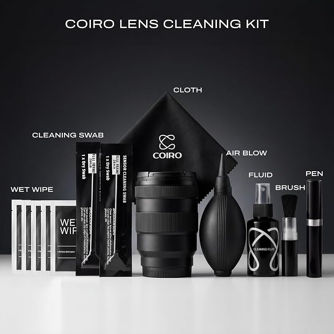C Coiro Camera Lens Cleaning Kit 7 in 1 – Lens Pen, Air Blower, Sensor Cleaning Swabs, Lens Cleaner Spray, Wet Wipes 5 Pac, Microfiber Wipe – DSLR Mirrorless Full Frame - Image 2