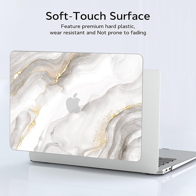 BELKA Compatible with MacBook Pro 13 inch Case M2 2025 2024 2023 2022-2016 A2338 M1 A2251 A2289 A2159 A1989 A1708 A1706, Plastic Hard Shell Case + Keyboard Cover +Screen Protector, White Marble