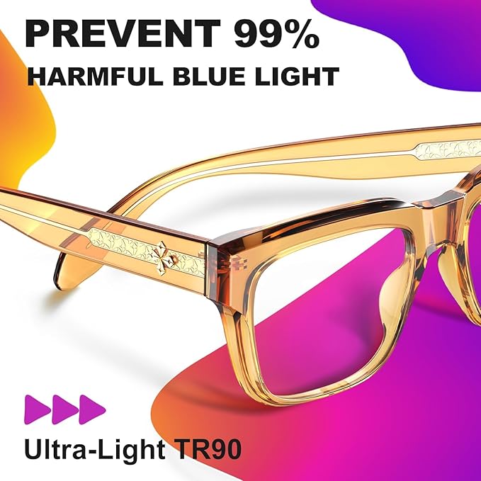 VISOONE TR90 Square Blue Light Blocking Glasses Fashion Computer Eyewear for Women and Men RANDI